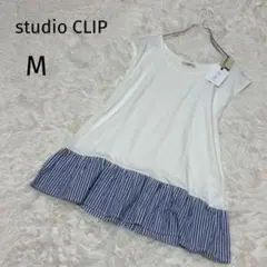 studio CLIP【M】ノースリーブ チュニック ストライプ　タグ付き