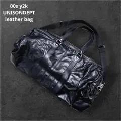 美品 UNISONDEPT. レザー ボストンバッグ 黒 ブラック y2k 平成