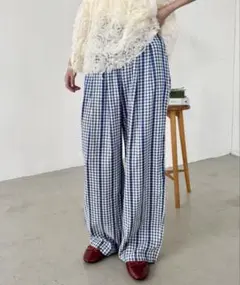 SOLLON. レースラインチェックパンツ　未使用 最終値下げ〜