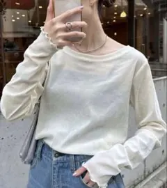 シアーフロッキーベロア見えメロートップス オフホワイト