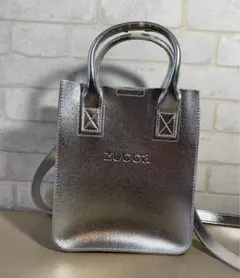 【 ZUCCA 】ショルダー バッグ 手持ちバッグ 2wayミニバックシルバー