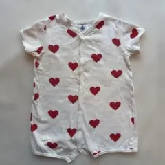 プチバトー　petitbateau ハート柄　ロンパース　半袖　80