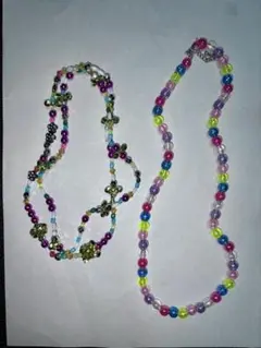 カラフルビーズ ネックレス 2点セット