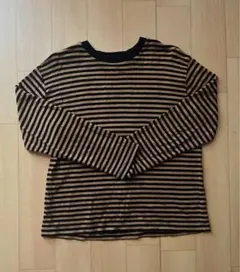【無印良品】ブラウン×ブラック　ボーダーカットソー【春コーデ】