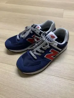 【New Balance】574 スニーカー　ネイビー&レッド