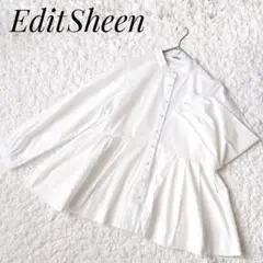 Edit Sheen パールボタン ペプラムブラウス
