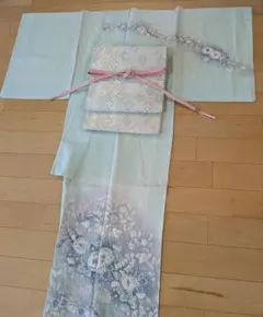 訪問着フルセット　高級　辻が花　西陣　薄若芽色　結婚式　入学式　卒園式のサムネイル