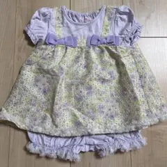 【80㎝】メゾピアノ　花柄Tシャツ＆パンツセット