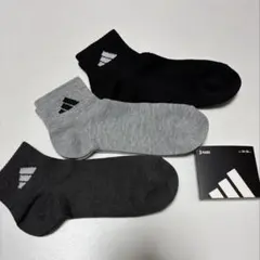adidas DEO消臭 アンクルソックス3足組 ブラック/グレー系 24–26