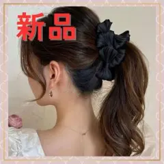 バナナクリップ リボン 黒 ブラック ヘアクセサリー バンスクリップ 上品 大人