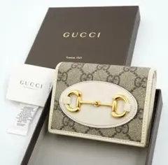✨未使用展示品・箱カード付き✨　GUCCI ミニ財布　ホースビット　GGライン