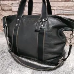 COACH コーチ 2way トート バック　ビジネス A4 レザー シボ 黒