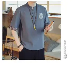 ポロシャツ メンズ 夏 ゆったり 綿麻 Tシャツ カットソー ドロップショルダー