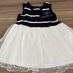 ベビードレス ネイビーとホワイトストライプ