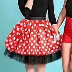 赤白　ドット柄　レディーススカート　大人用　チュール　Dハロ　ミニーコーデ