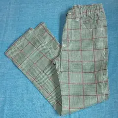 美品 エフオーキッズ FO 130 チェック パンツ 緑 赤