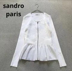 極美品 sandro paris ニットジャージー ジップアップカーディガン Fのサムネイル