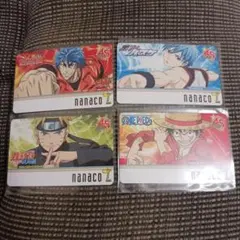 希少）セブンイレブン　nanaco カード　ナルト　ワンピース　トリコ　黒子 Amazon.co.jp: 激レア 週刊少年ジャンプ 45周年 nanaco カード 4枚