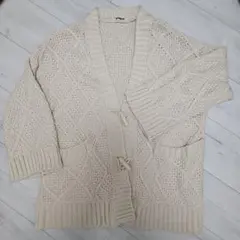 アイボリー ケーブルニット カーディガン【美品】