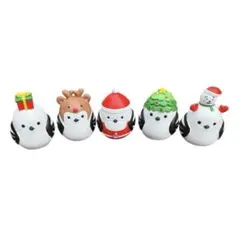 【週末限定セール】シマエナガ　クリスマス　オブジェ5点セット　サンタ　キャンドゥ