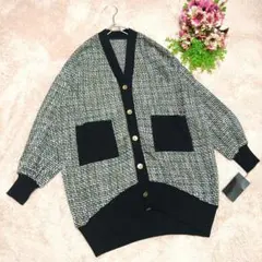 SCOTCLUB ツイード カーディガン 未使用 タグ付 黒 金ボタン Mサイズ