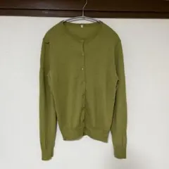 無印良品　長袖ウールシルクカーディガン　オリーブグリーン L