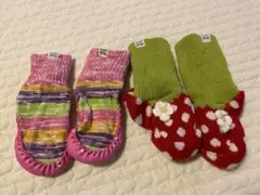 monship ベビーシューズ　ルームシューズ 2足セット いちご ボーダー