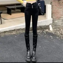 ハイウエストスキニーパンツ ブラック Sサイズ