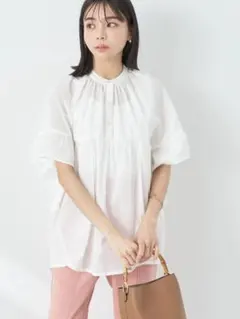 earth music&ecology コットンボイルボリュームブラウス