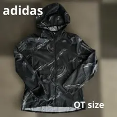 adidas ランニング用ウィンドブレーカー フード付き　ブラック　OTsize