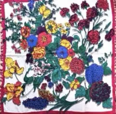 新品未使用manipuriフラワープリントウールシルクポンポン