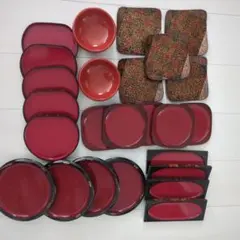 赤色漆器皿セット 15点以上
