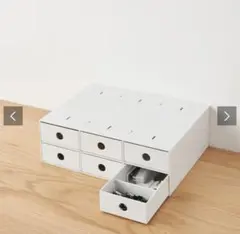 MUJI 無印良品 再生ポリプロピレン入り小物収納ボックス６段・ホワイトグレー