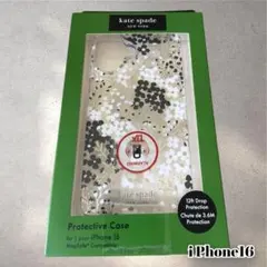 ケイトスペード　iPhone 16 携帯ケース 花柄　白黒　kate spade