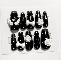 【現品】ネイルチップ　ウィッシュコア　フレンチガーリー　y2k 薔薇ドット