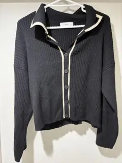 【美品】Discoat ブラック リブ編みニット