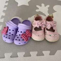 13センチ　イフミーサンダル、リボンクロックスセット