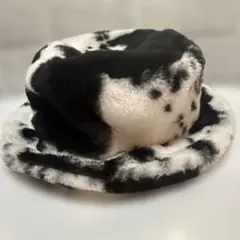 one spo もこもこファーハット　カウ柄　ハット　バケハ　牛柄　帽子