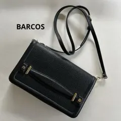【BARCOS/バルコス】レザー　パスケース付　2way ショルダーバッグ　黒