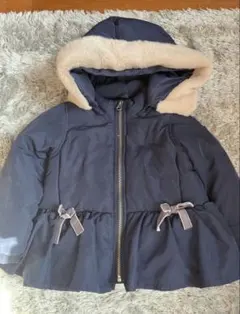 プティマイン　アウター　ダウンコート　ネイビー　100cm リボン