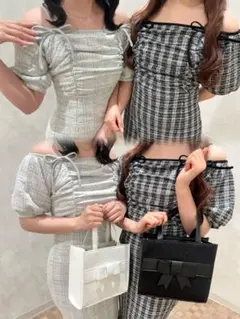 evelyn ドロストリボンオフショルOP ワンピース 半袖