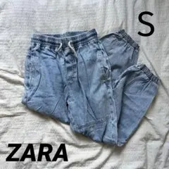 ZARA ライトブルー デニム ジョガーパンツ ウエストゴム Sのサムネイル
