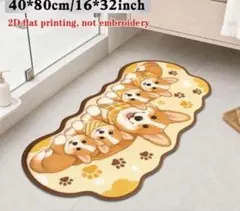 新品 コーギー柄 デザインマット バスマット 玄関マット 滑り止め付き　犬