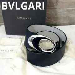 【美品】BVLGARI　ブルガリ　レザー　ベルト　ブラック　シルバー金具のサムネイル