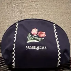 YUMI KATSURA ポーチ ネイビー チューリップ刺繍のサムネイル