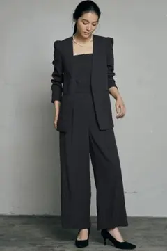 flolia ノーカラージャケット オールインワン 2点セットアップ フォーマル