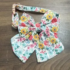 ち*ん様 花柄リボン付き犬用首輪