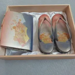 バッグ・草履セット（グラデーション・花柄）　ピンク・青紫　成人式・訪問着・付下に