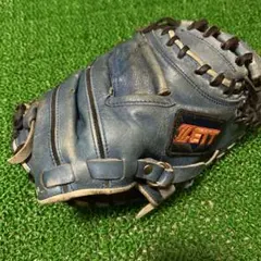 ゼット 日本製 旧ラベル 軟式キャッチャーミット ブルー