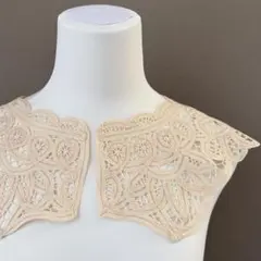 在庫整理ヴィンテージ 生成り 金魚刺繍バテンレース襟2枚